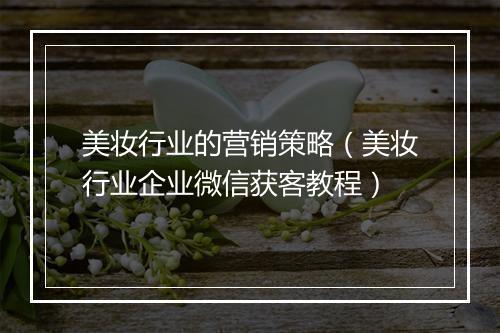 美妆行业的营销策略(美妆行业企业微信获客教程)
