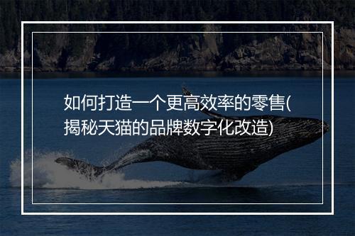 如何打造一个更高效率的零售(揭秘天猫的品牌数字化改造)