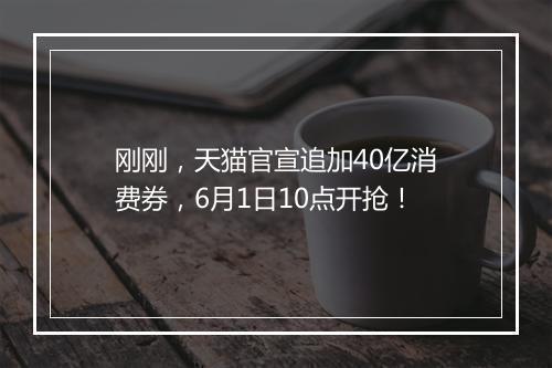 刚刚,天猫官宣追加40亿消费券,6月1日10点开抢!