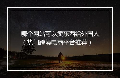 哪个网站可以卖东西给外国人(热门跨境电商平台推荐)