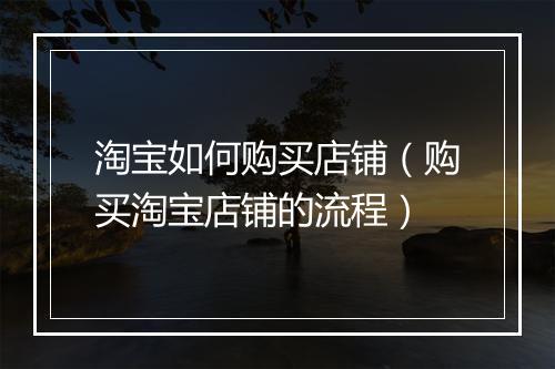 淘宝如何购买店铺(购买淘宝店铺的流程)
