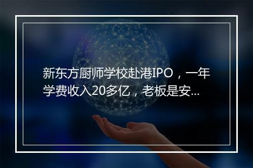 新东方厨师学校赴港IPO,一年学费收入20多亿,老板是安徽隐形富豪