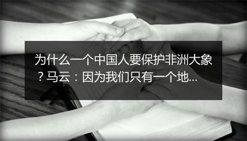 为什么一个中国人要保护非洲大象?马云:因为我们只有一个地球
