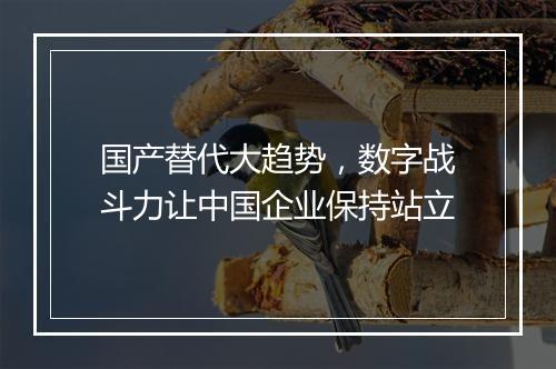 国产替代大趋势,数字战斗力让中国企业保持站立