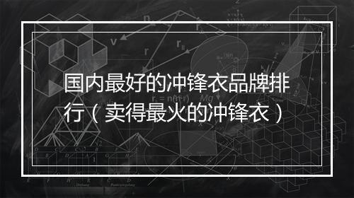 国内最好的冲锋衣品牌排行(卖得最火的冲锋衣)
