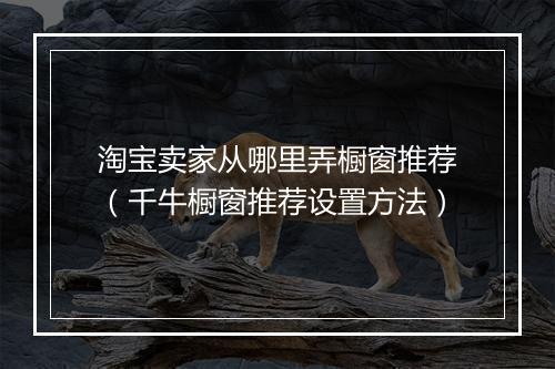 淘宝卖家从哪里弄橱窗推荐(千牛橱窗推荐设置方法)