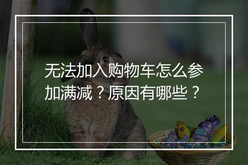 无法加入购物车怎么参加满减?原因有哪些?