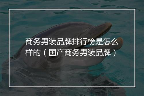 商务男装品牌排行榜是怎么样的(国产商务男装品牌)