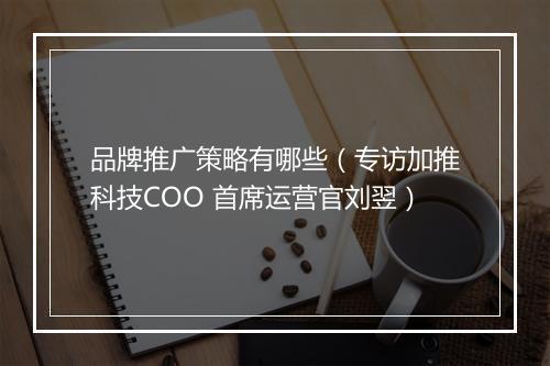 品牌推广策略有哪些(专访加推科技COO 首席运营官刘翌)