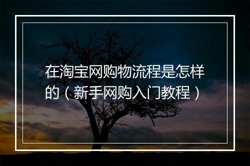 在淘宝网购物流程是怎样的(新手网购入门教程)