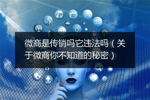 微商是传销吗它违法吗(关于微商你不知道的秘密)