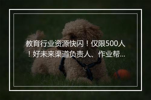 教育行业资源快闪!仅限500人!好未来渠道负责人、作业帮用户增长总监、百词斩电商负责人、百万付费用户流量主|群响快闪对接 13