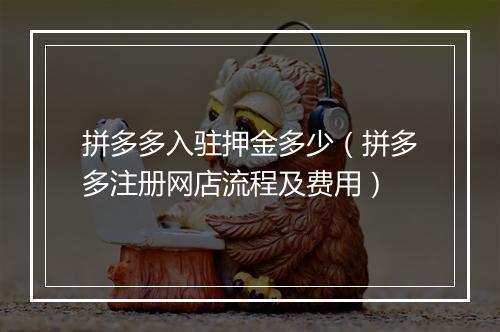 拼多多入驻押金多少(拼多多注册网店流程及费用)