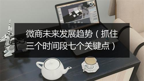 微商未来发展趋势(抓住三个时间段七个关键点)