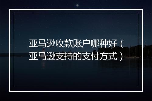 亚马逊收款账户哪种好(亚马逊支持的支付方式)