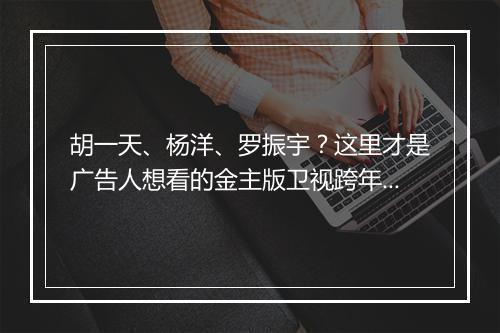 胡一天、杨洋、罗振宇?这里才是广告人想看的金主版卫视跨年battle