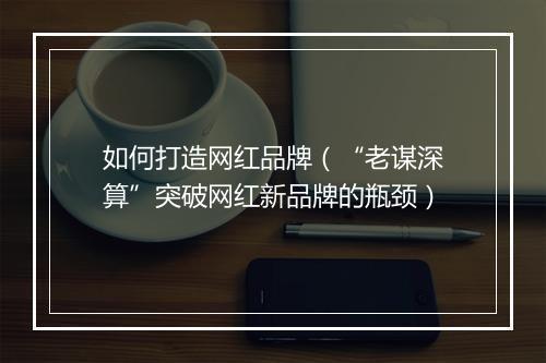 如何打造网红品牌(“老谋深算”突破网红新品牌的瓶颈)