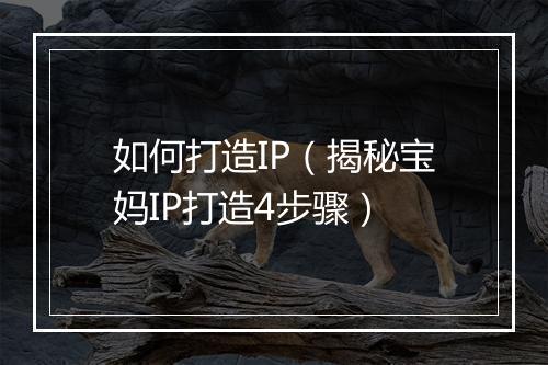 如何打造IP(揭秘宝妈IP打造4步骤)