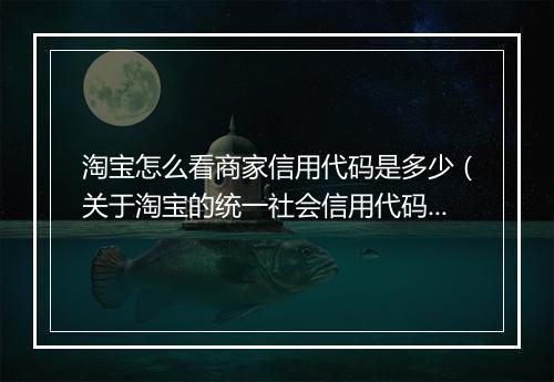 淘宝怎么看商家信用代码是多少(关于淘宝的统一社会信用代码查询)