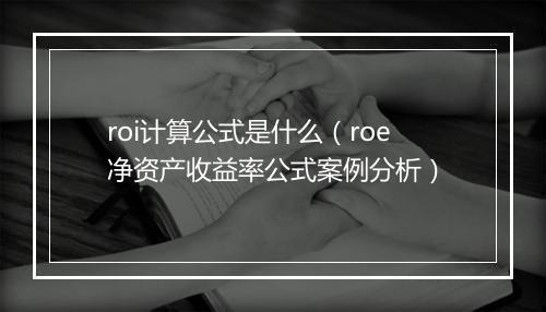 roi计算公式是什么(roe净资产收益率公式案例分析)