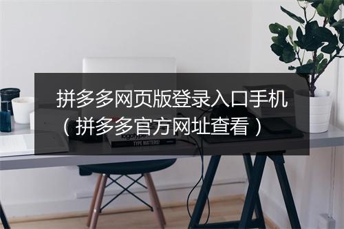 拼多多网页版登录入口手机(拼多多官方网址查看)