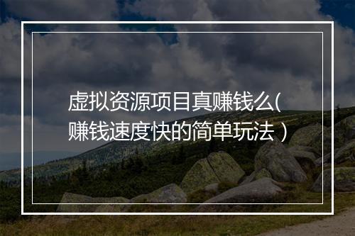 虚拟资源项目真赚钱么(赚钱速度快的简单玩法)