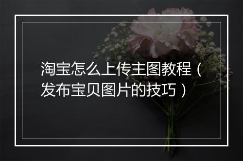淘宝怎么上传主图教程(发布宝贝图片的技巧)