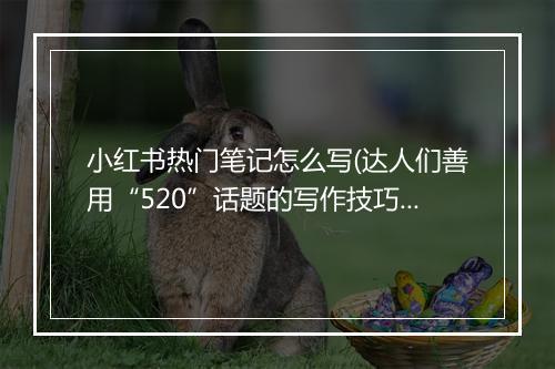 小红书热门笔记怎么写(达人们善用“520”话题的写作技巧)
