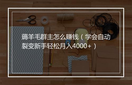 薅羊毛群主怎么赚钱(学会自动裂变新手轻松月入4000+)