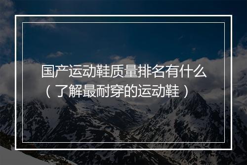 国产运动鞋质量排名有什么(了解最耐穿的运动鞋)