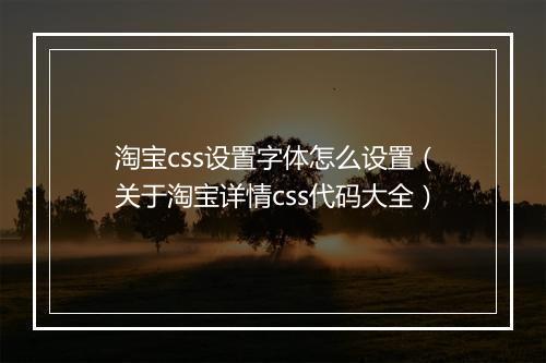 淘宝css设置字体怎么设置(关于淘宝详情css代码大全)