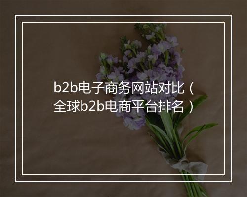 b2b电子商务网站对比(全球b2b电商平台排名)