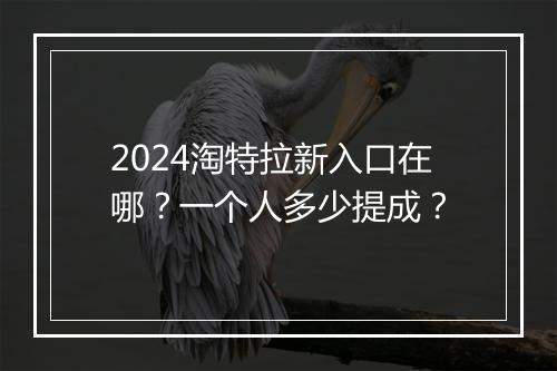 2024淘特拉新入口在哪?一个人多少提成?