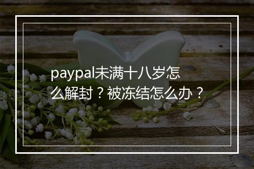 paypal未满十八岁怎么解封?被冻结怎么办?