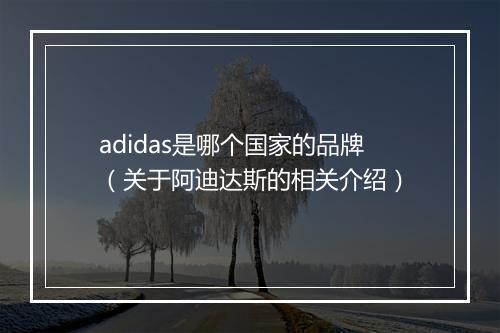 adidas是哪个国家的品牌(关于阿迪达斯的相关介绍)