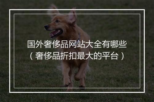 国外奢侈品网站大全有哪些(奢侈品折扣最大的平台)