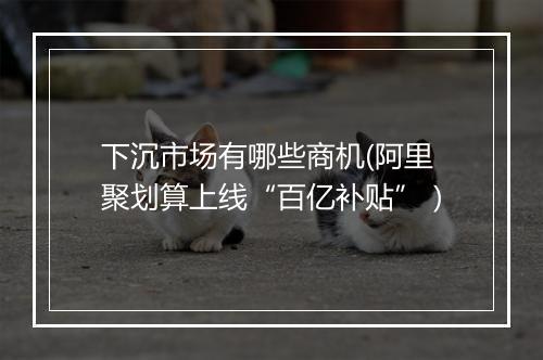 下沉市场有哪些商机(阿里聚划算上线“百亿补贴”)