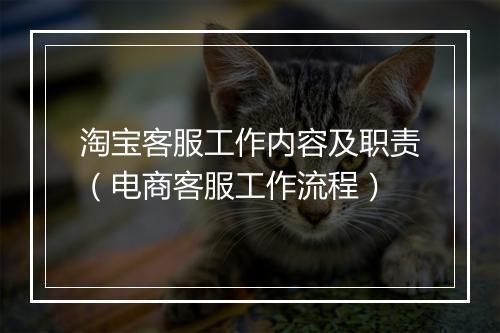 淘宝客服工作内容及职责(电商客服工作流程)