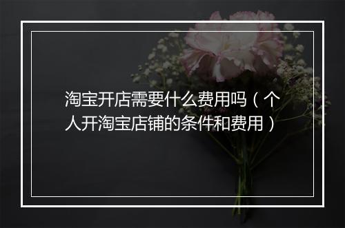 淘宝开店需要什么费用吗(个人开淘宝店铺的条件和费用)
