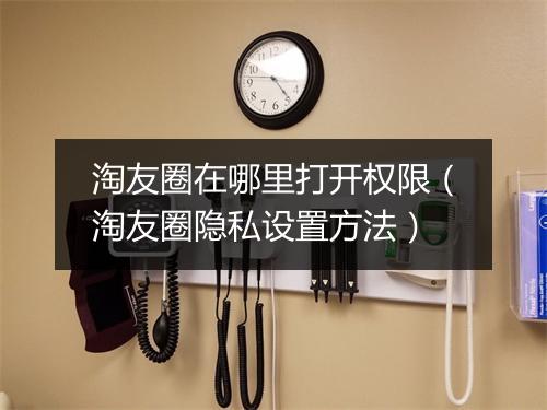 淘友圈在哪里打开权限(淘友圈隐私设置方法)