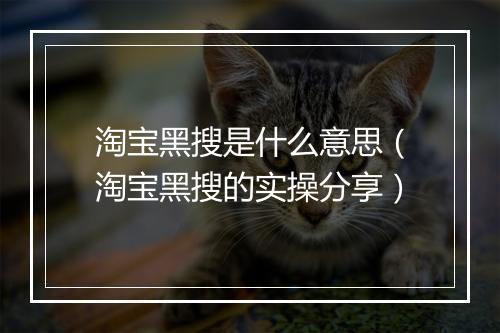 淘宝黑搜是什么意思(淘宝黑搜的实操分享)
