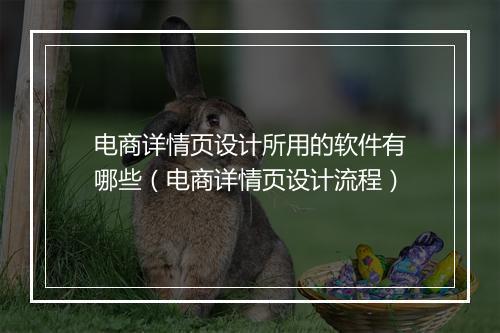 电商详情页设计所用的软件有哪些(电商详情页设计流程)