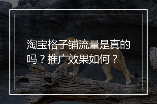 淘宝格子铺流量是真的吗?推广效果如何?