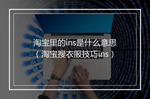 淘宝里的ins是什么意思(淘宝搜衣服技巧ins)