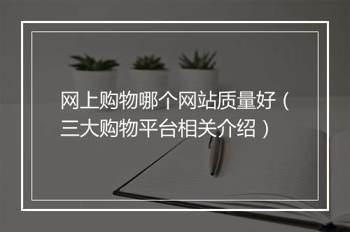 网上购物哪个网站质量好(三大购物平台相关介绍)