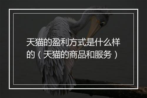 天猫的盈利方式是什么样的(天猫的商品和服务)