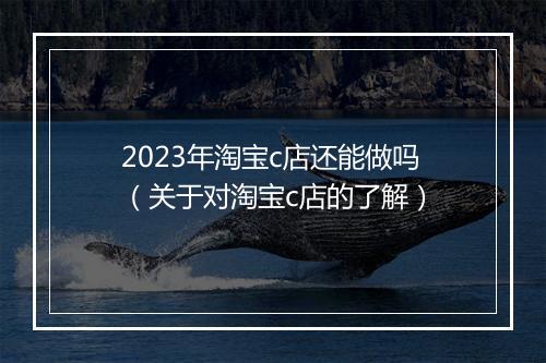2023年淘宝c店还能做吗(关于对淘宝c店的了解)