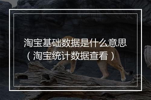 淘宝基础数据是什么意思(淘宝统计数据查看)
