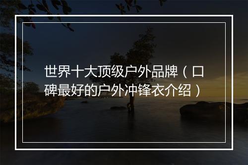 世界十大顶级户外品牌(口碑最好的户外冲锋衣介绍)