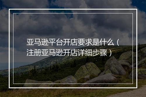 亚马逊平台开店要求是什么(注册亚马逊开店详细步骤)